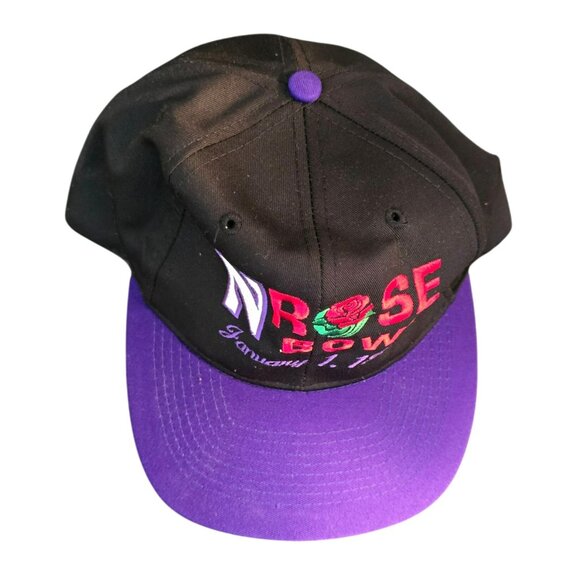 Vintage 1996 Rose Bowl Snapback Hat With Purple Brim & Embroidered Logo CM2092 - Picture 2 of 6